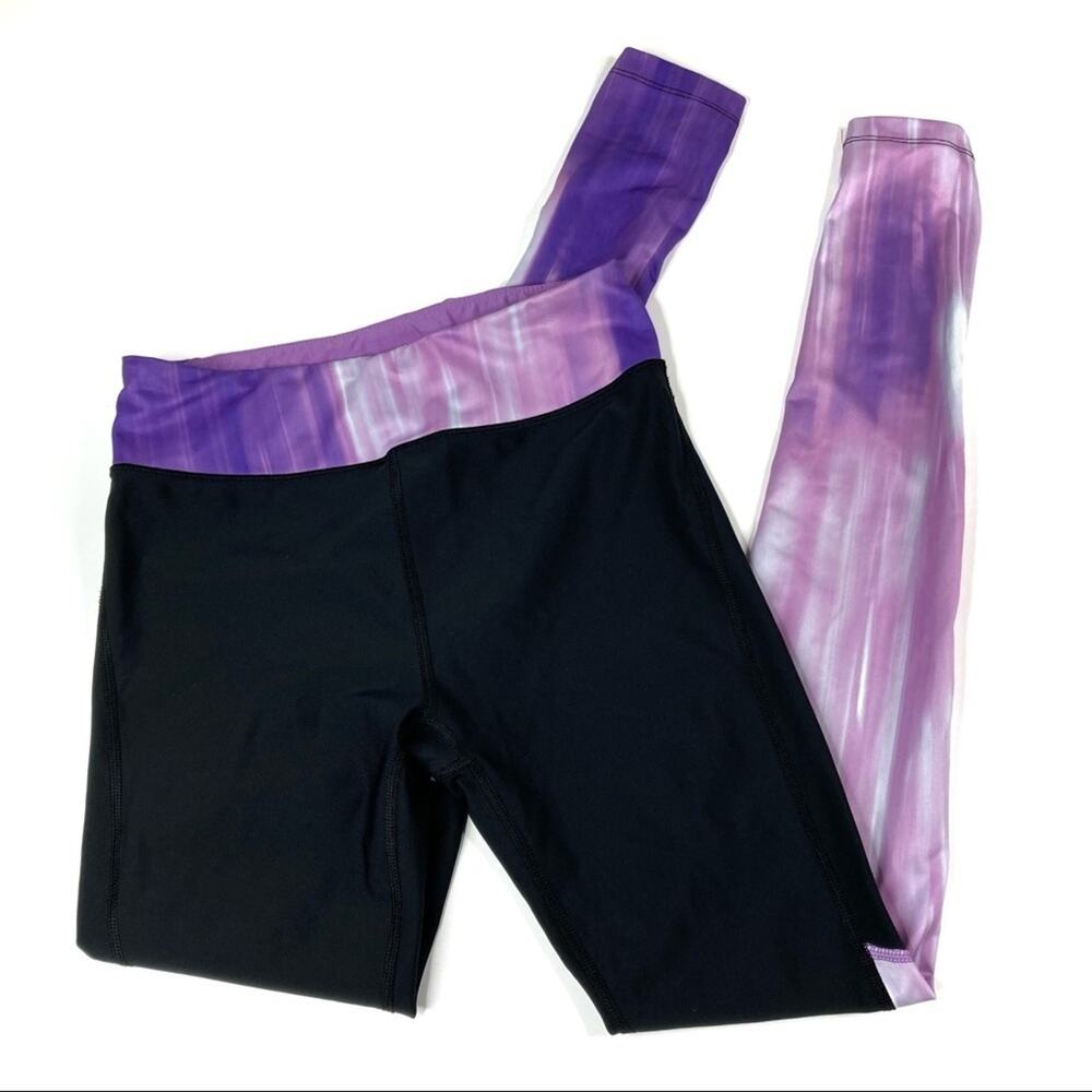 Under Armour Black Purple Compression Leggings Abstract Print Womens Small